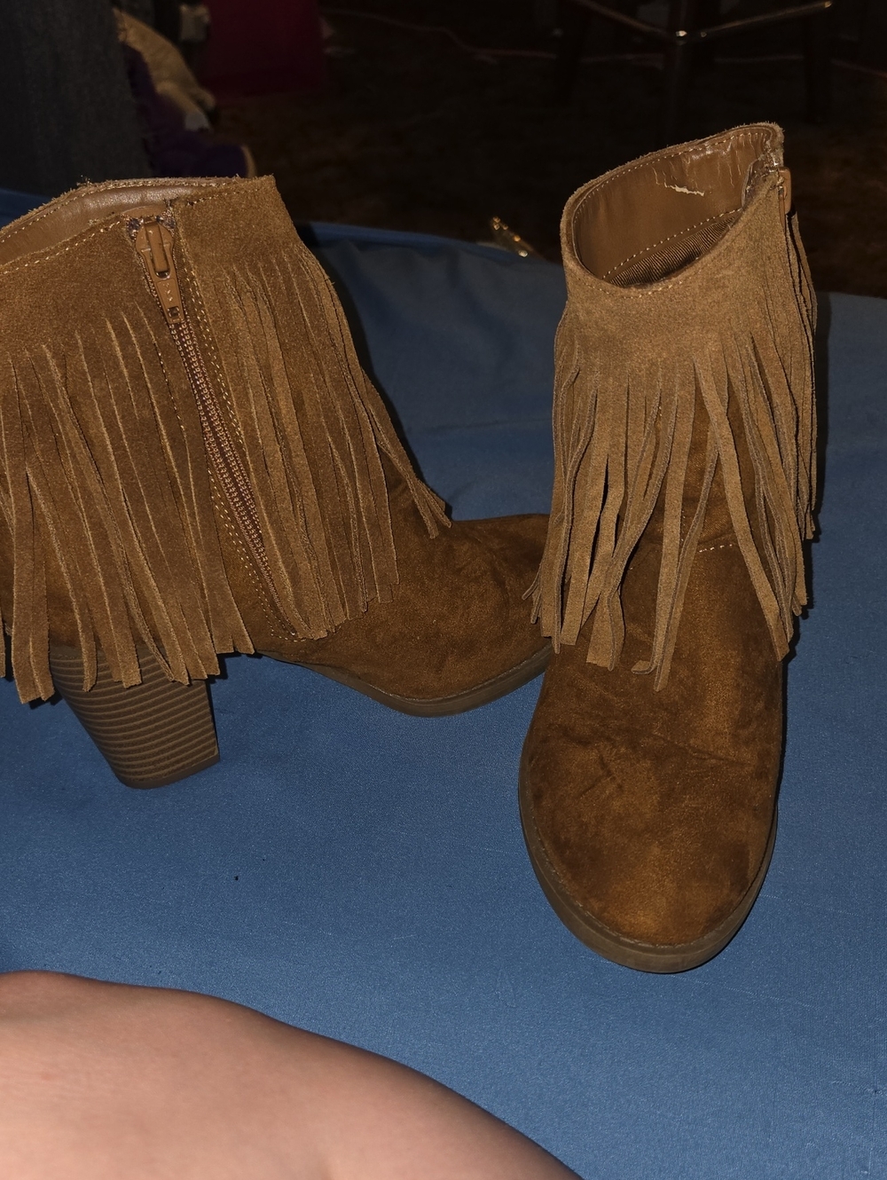 Mossimo Supply Co. Brown Suede Fringe Ankle Boots